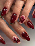 Faux ongles rouge bout rond