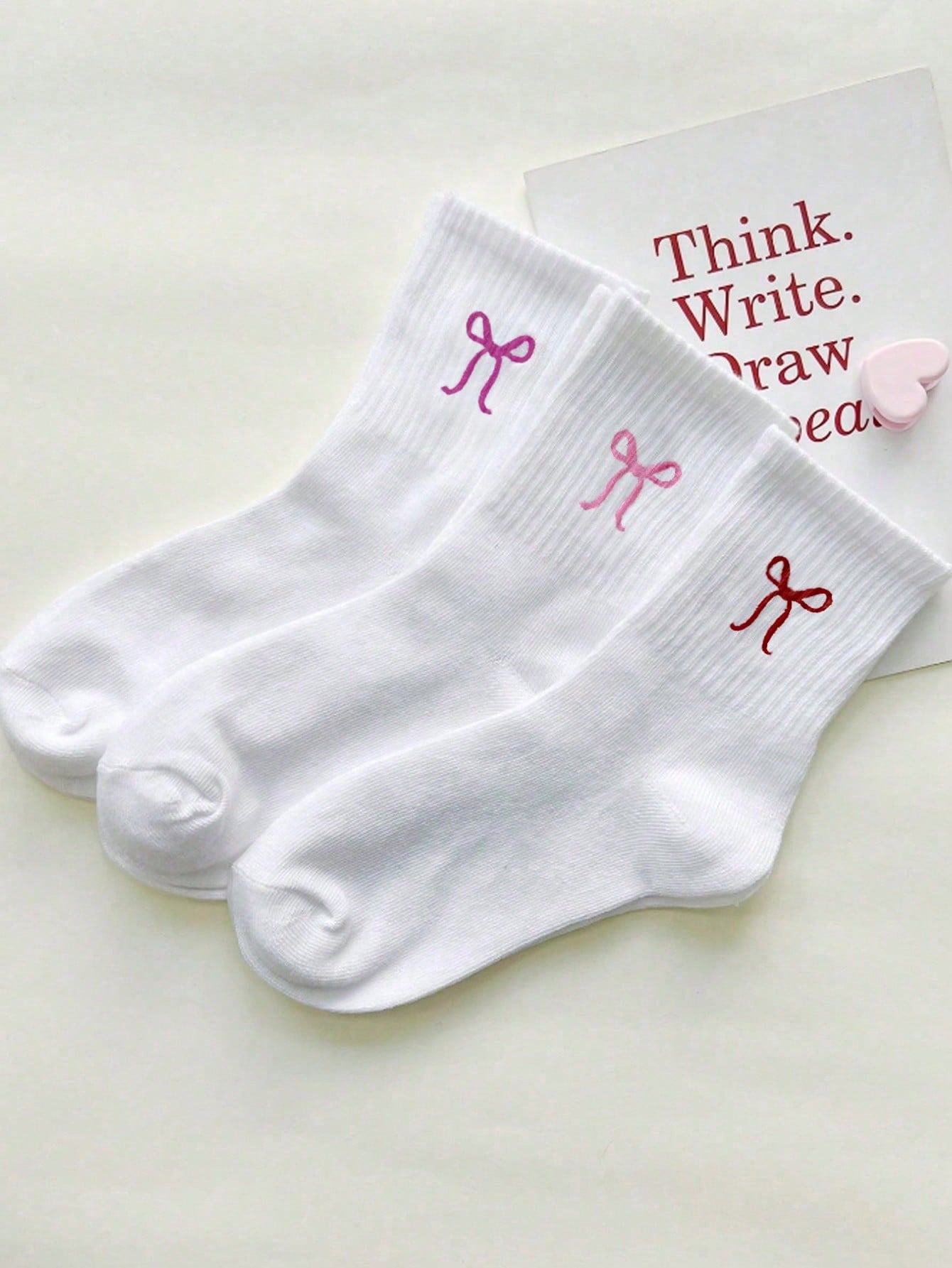 Chaussette blanche avec petit noeuds coloré 3 paires