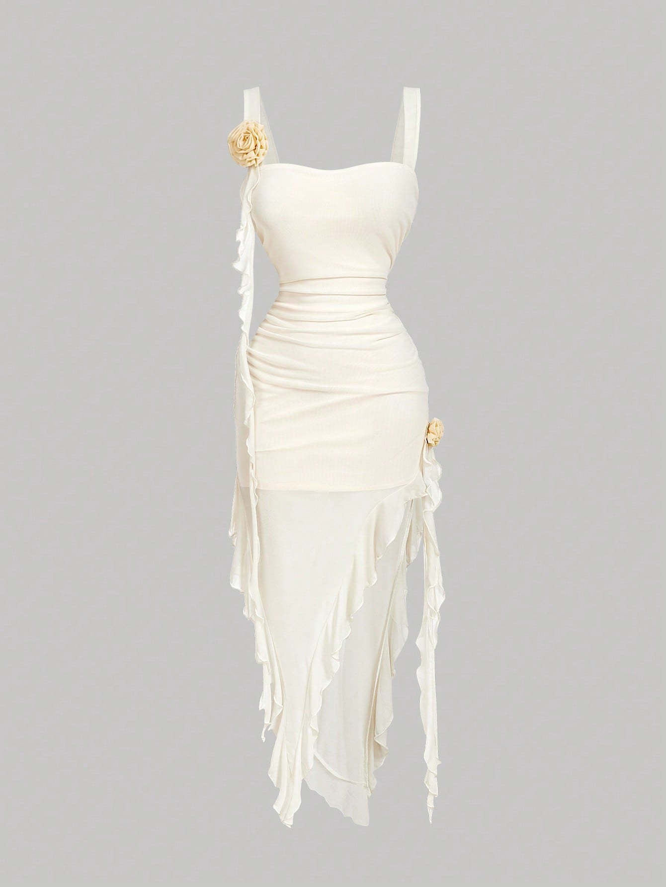 Robe asymétrique floral apricot