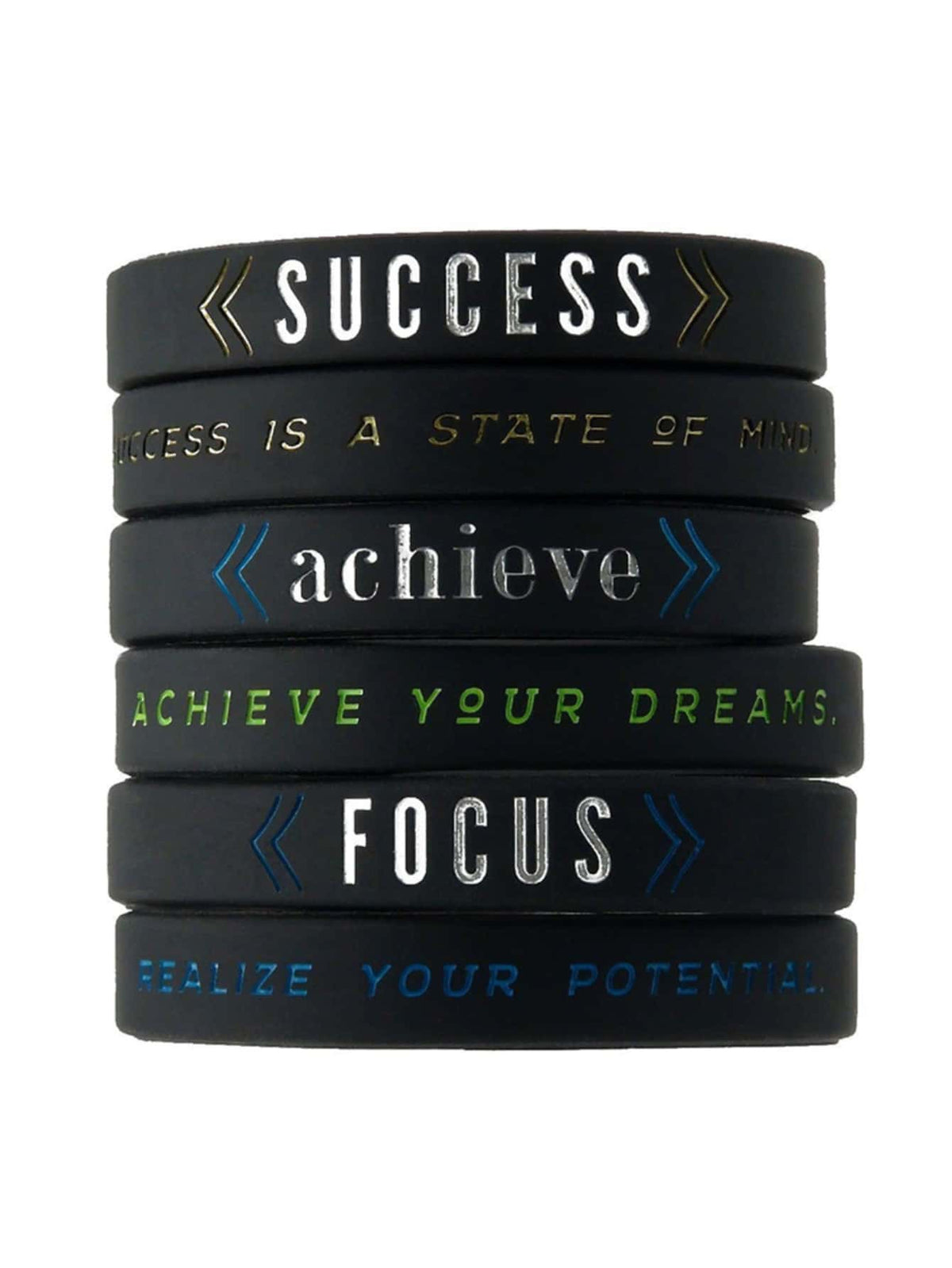 3pcs Motivation Forcus Success Achieve Believe Bracelet en caoutchouc Bracelet en silicone
