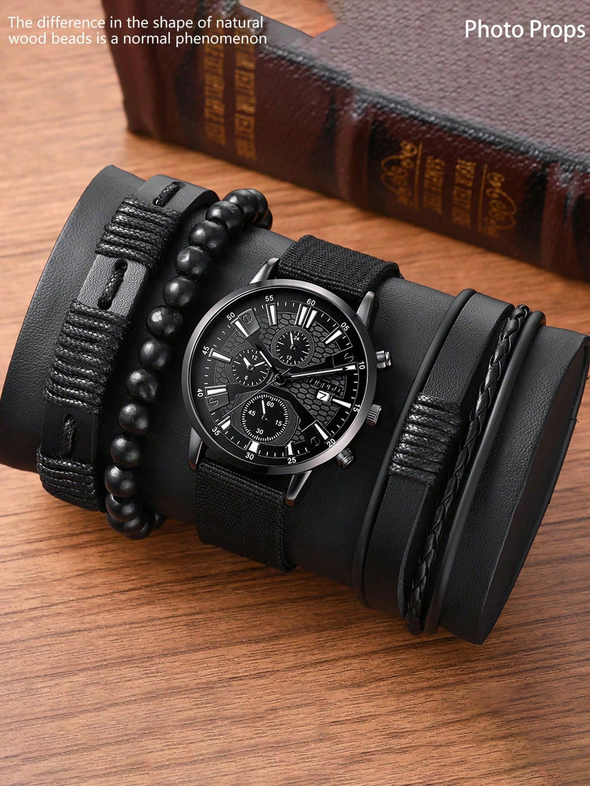 LIANDU LIANDU 1 Set Montre pour homme avec fonction calendrier, décontracté, sport, mode, style industriel Montre à quartz à cadran rond, avec bracelet