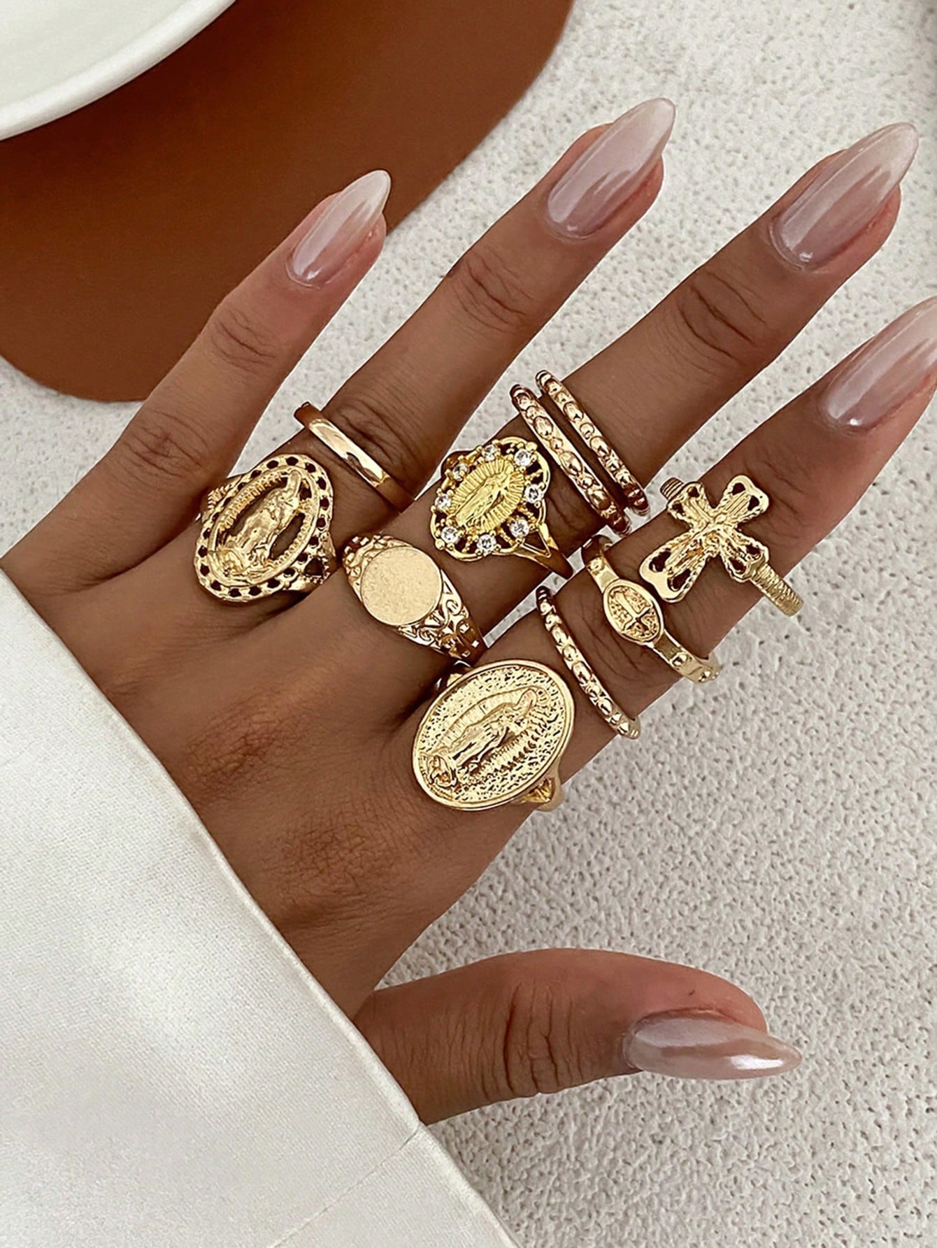 Lot de 10 bagues vintage en croix