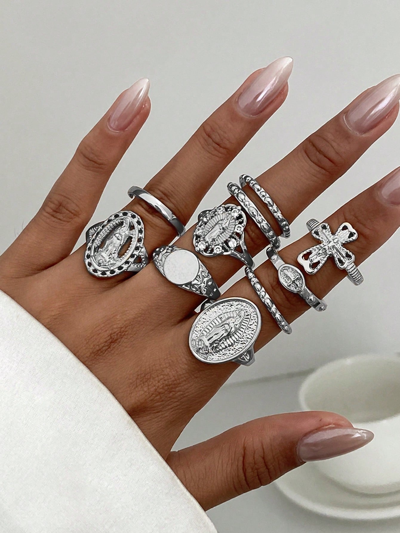 Lot de 10 bagues vintage en croix