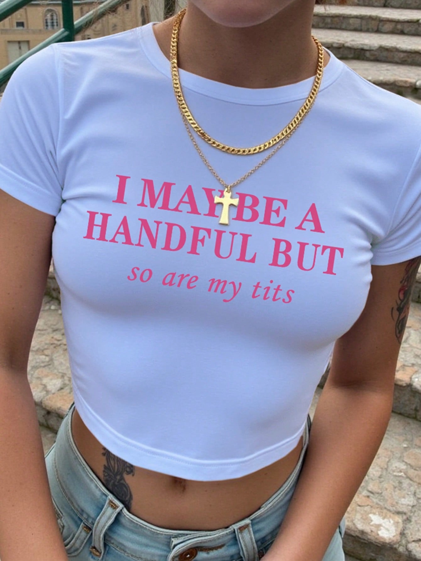 Haut blanc simple motif text